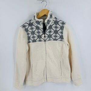 Vintage L.L. Bean Full Zip Sherpa Jacket Cream Fair Isle Sherpa Size S Granola